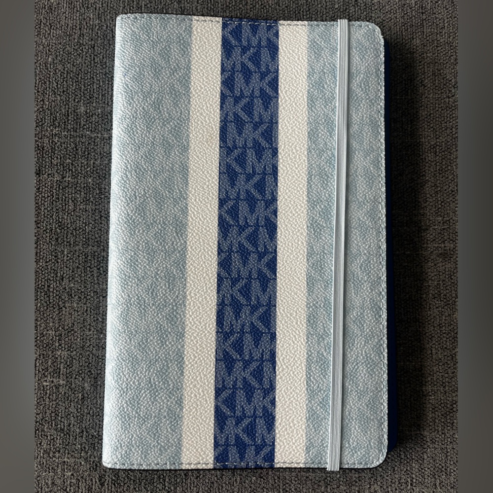 Michael Kors Jet Set Striped Blue & White Notebook/ Journal.